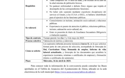Oferta de empleo festividad del día de la Cruz 2025