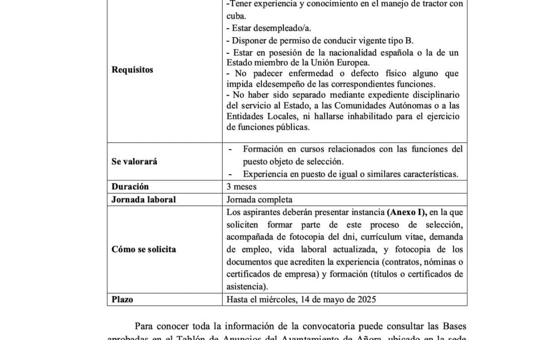 OFERTA EMPLEO TRACTOR